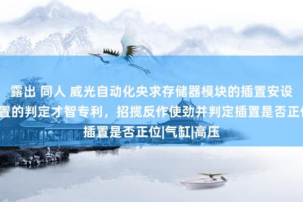 露出 同人 威光自动化央求存储器模块的插置安设过火正位插置的判定才智专利，招揽反作使劲并判定插置是否正位|气缸|高压